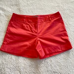 Express Editor Coral Satin Shorts High Rise Tailored Cuffed Size S